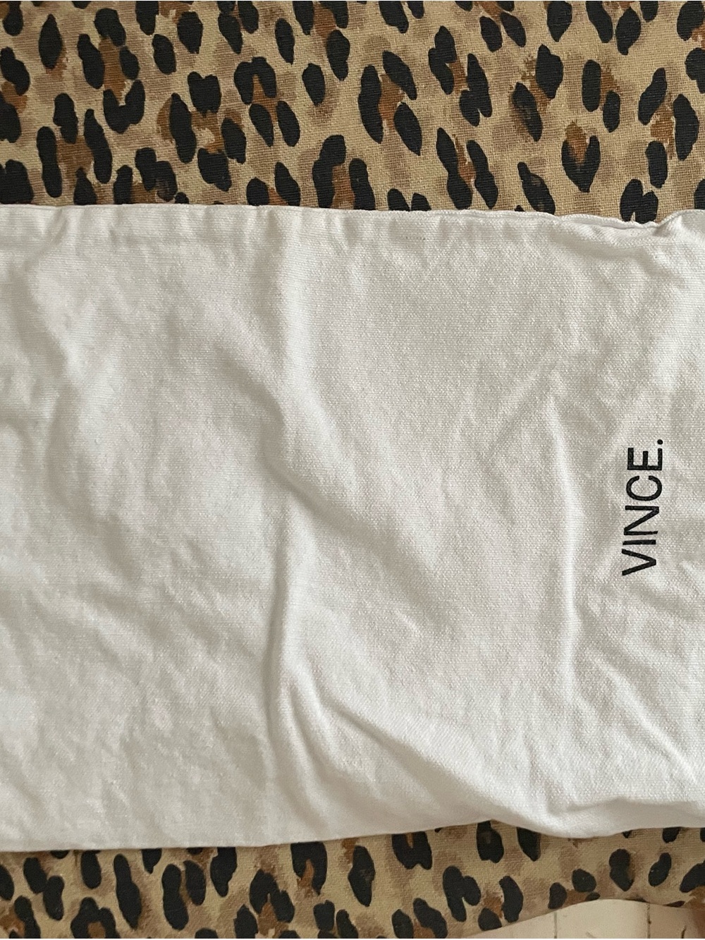Vince Camuto White Dust Bag 14.5" X 9" Woven Canvas w Black TwillTape Drawstring